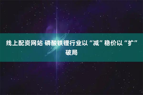 线上配资网站 磷酸铁锂行业以“减”稳价以“扩”破局